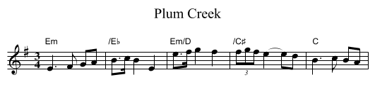 Plum Creek - staff notation