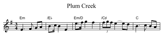 Plum Creek - staff notation