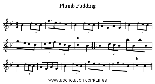 Plumb Pudding - staff notation