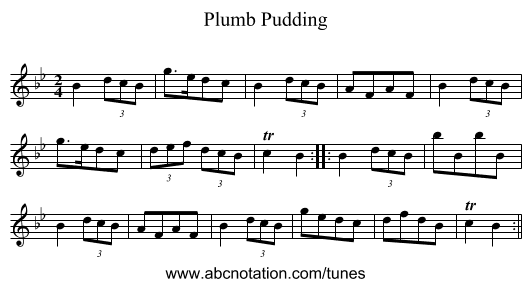 Plumb Pudding - staff notation