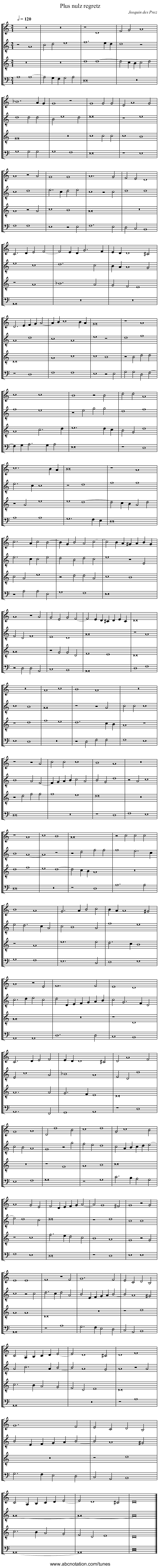 Plus nulz regretz - staff notation