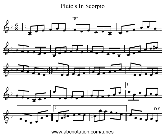 Pluto's In Scorpio - staff notation