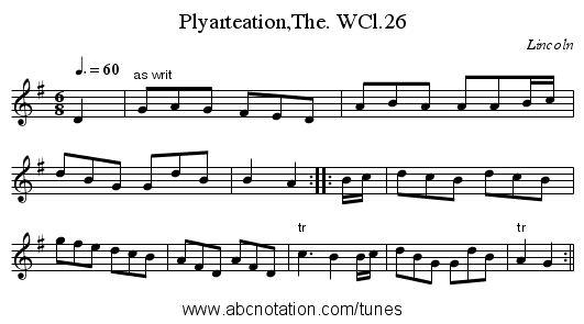 Plyarteation,The. WCl.26 - staff notation