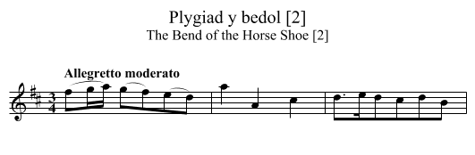 Plygiad y bedol [2] - staff notation