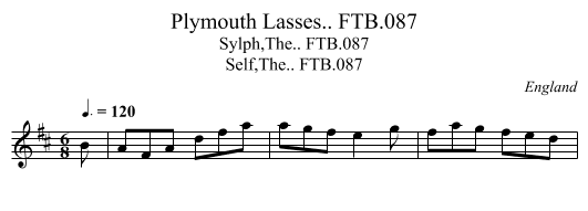 Plymouth Lasses.. FTB.087 - staff notation