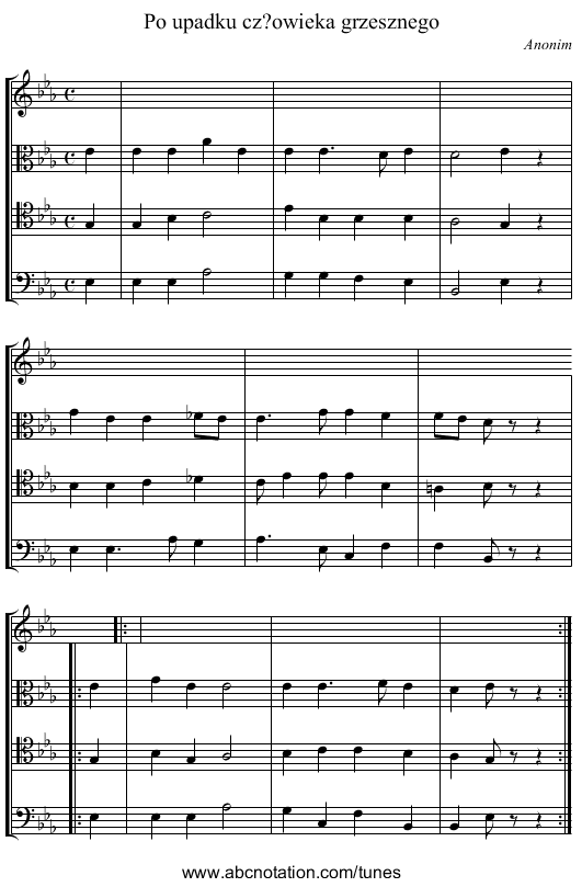 Po upadku cz?owieka grzesznego - staff notation