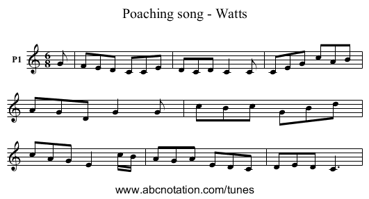 Poaching song - Watts - staff notation