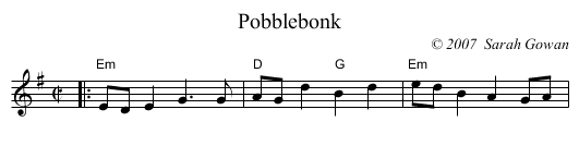 Pobblebonk - staff notation