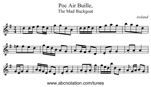Poc Air Buille, - staff notation