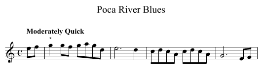 Poca River Blues - staff notation