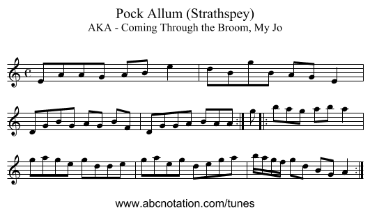 Pock Allum (Strathspey) - staff notation