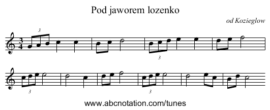 Pod jaworem lozenko - staff notation