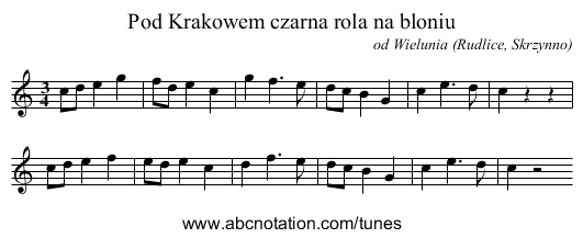 Pod Krakowem czarna rola na bloniu - staff notation