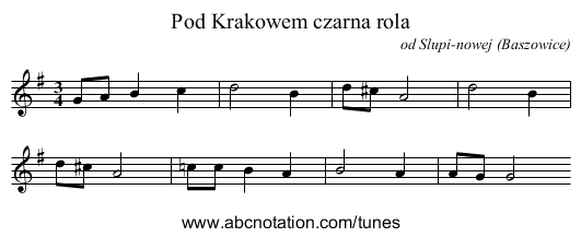 Pod Krakowem czarna rola - staff notation