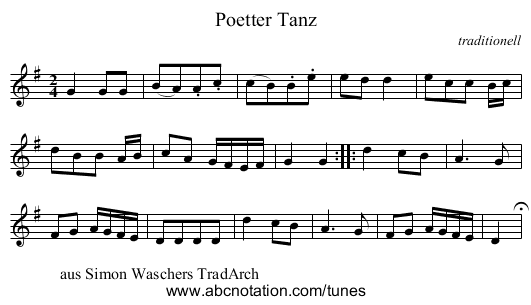 Poetter Tanz - staff notation