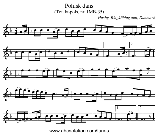 Pohlsk dans - staff notation