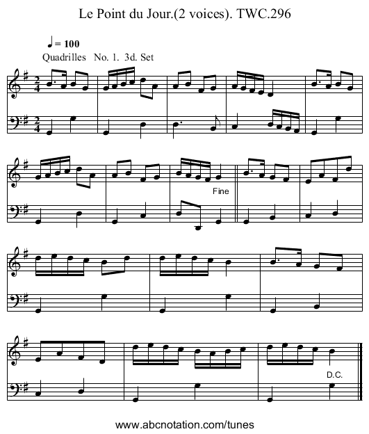 Point du Jour.(2 voices). TWC.296, Le - staff notation