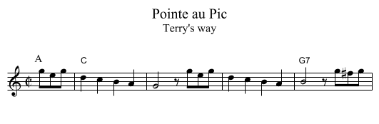 Pointe au Pic - staff notation