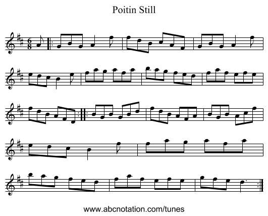 Poitin Still - staff notation