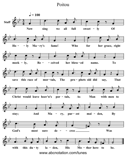 Poitou - staff notation