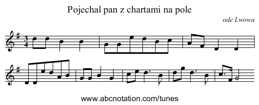 Pojechal pan z chartami na pole - staff notation