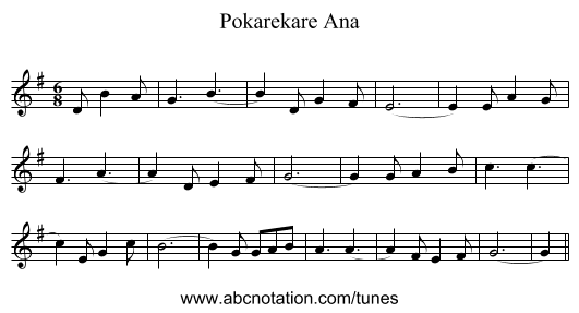 Pokarekare Ana - staff notation