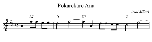 Pokarekare Ana - staff notation