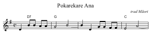 Pokarekare Ana - staff notation
