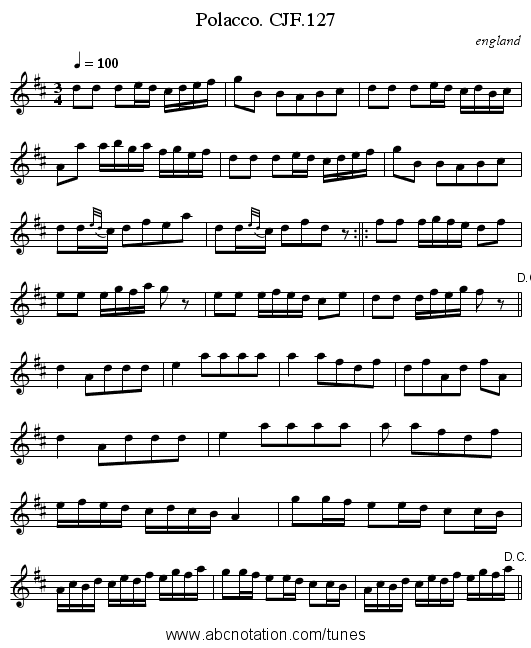 Polacco. CJF.127 - staff notation