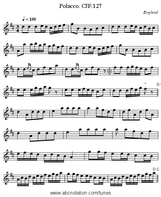 Polacco. CJF.127 - staff notation