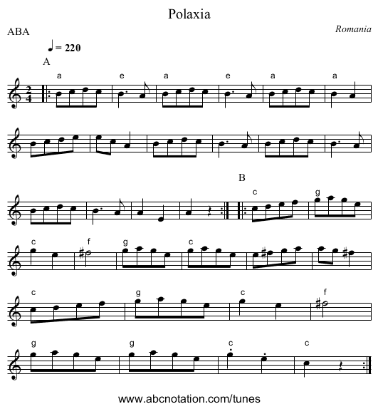 Polaxia - staff notation