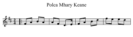 Polca Mhary Keane - staff notation
