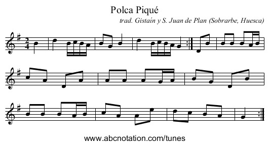 Polca Piqué - staff notation