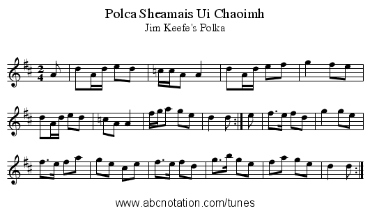 Polca Sheamais Ui Chaoimh - staff notation