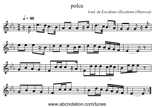 polca - staff notation
