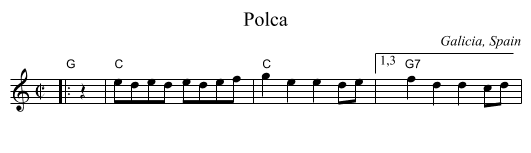 Polca - staff notation