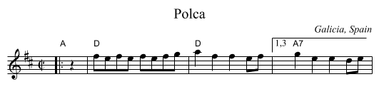 Polca - staff notation