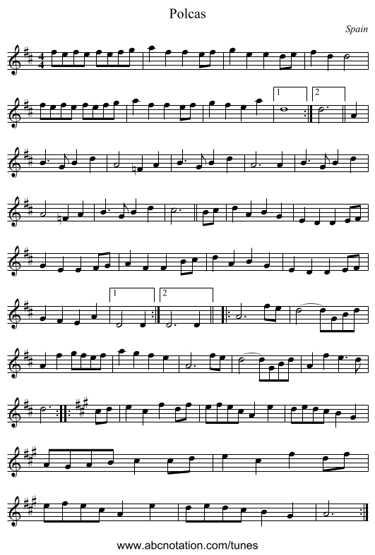Polcas - staff notation