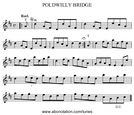 POLDWILLY BRIDGE - staff notation