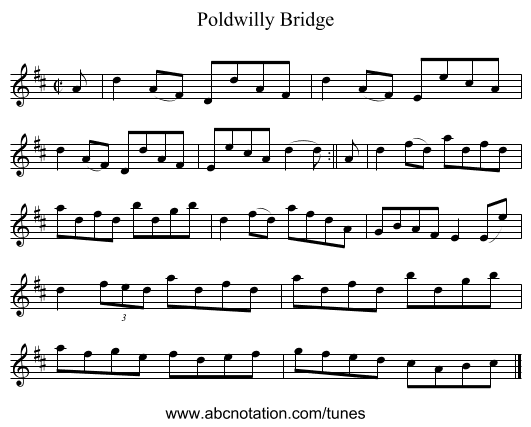Poldwilly Bridge - staff notation