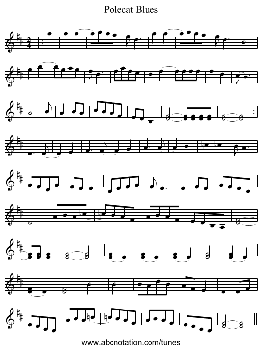 Polecat Blues - staff notation