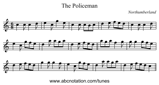 Policeman, The - staff notation