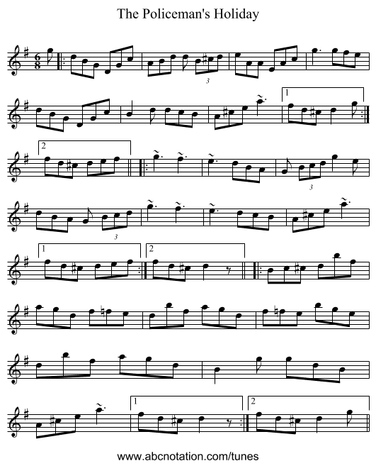 Policeman's Holiday, The - staff notation