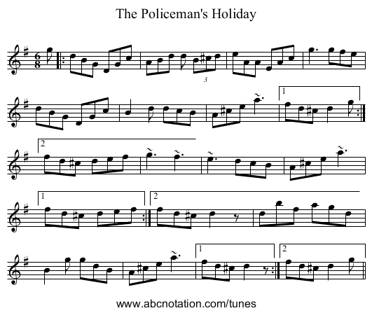 Policeman's Holiday, The - staff notation