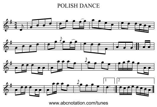 POLISH DANCE - staff notation