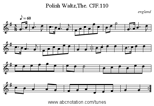 Polish Waltz,The. CJF.110 - staff notation