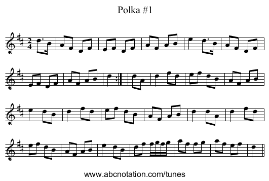 Polka #1 - staff notation
