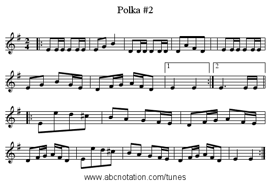 Polka #2 - staff notation
