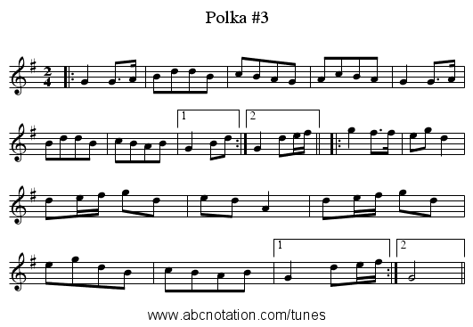 Polka #3 - staff notation