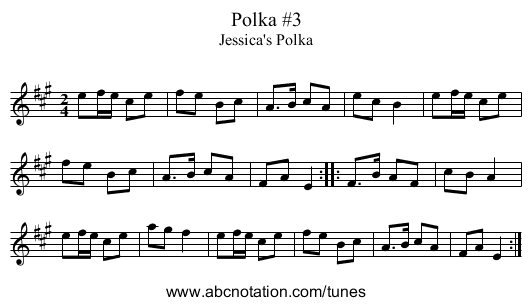 Polka #3 - staff notation